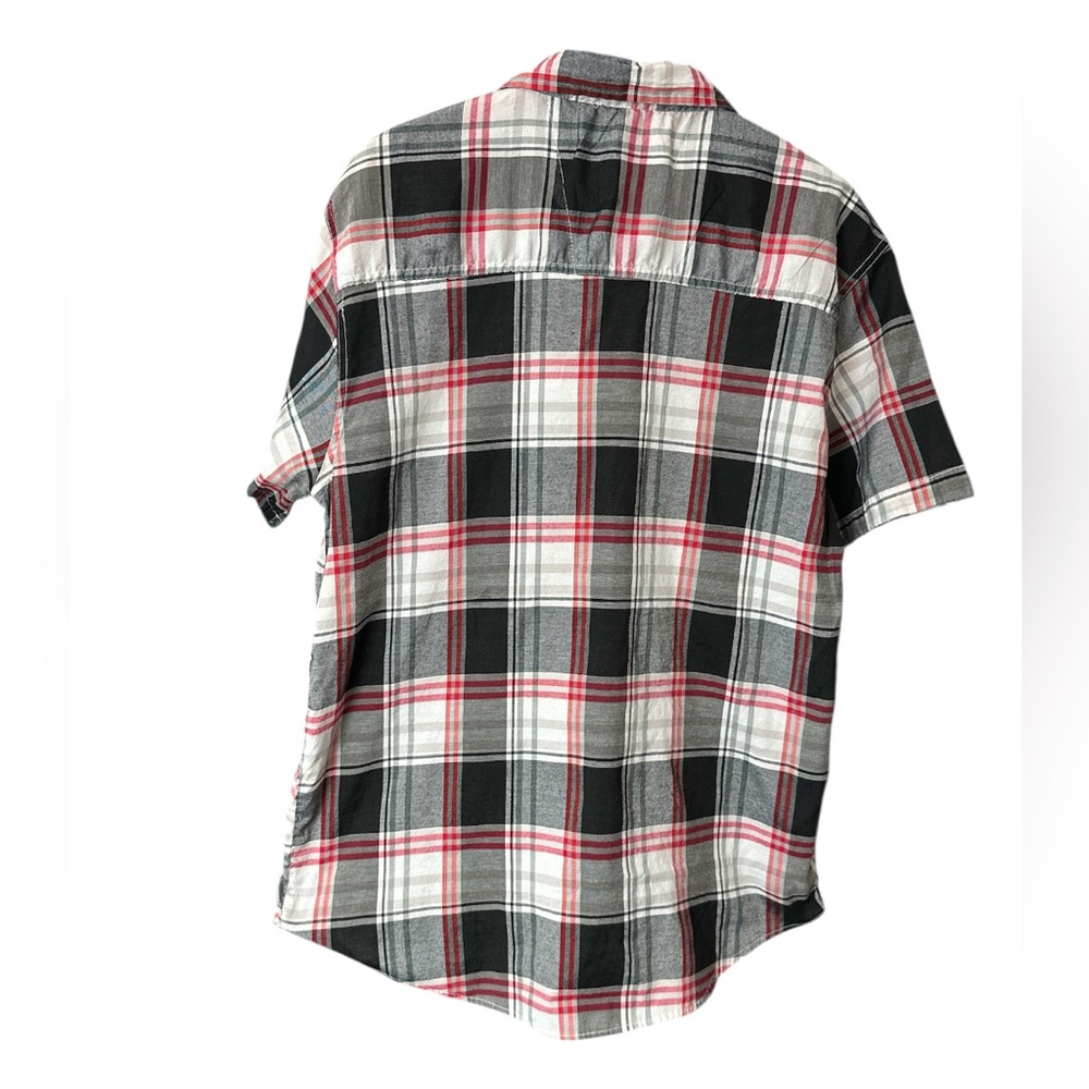 Casual Country Shirt Mens L Black White Plaid Western Snap Short Sleeve Pockets - Picture 2 of 6